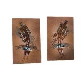 Collection of 5 Framed Southwestern Sand and Textile Art Pieces