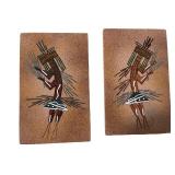 Collection of 5 Framed Southwestern Sand and Textile Art Pieces