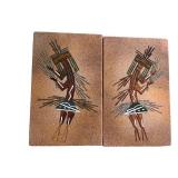 Collection of 5 Framed Southwestern Sand and Textile Art Pieces