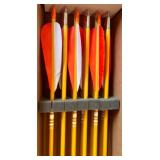Set of 8 Fiberglass Target Arrows with Red and White Fletching