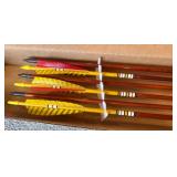 Set of 6 Traditional Wooden Arrows with Feather Fletching
