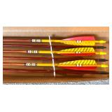 Set of 6 Traditional Wooden Arrows with Feather Fletching