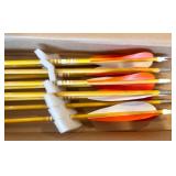 Set of 6 Yellow Practice Arrows with Orange and White Fletching