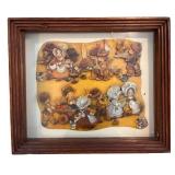 Framed Thanksgiving 3D Art with Pilgrim Children Scene
