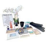 Home Decor and Gift Lot with Flower Arrangement, Signs, and Figurines