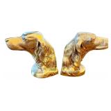 Pair of Brass Dog Head Bookends
