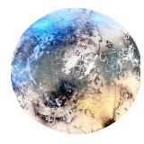 Decorative Burnished Pottery Plate with Bear Paw Design and Turquoise Stone