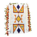 Handcrafted Native American Style Beaded Leather Pouch with Geometric Patterns