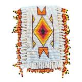 Handcrafted Native American Style Beaded Leather Pouch with Geometric Patterns