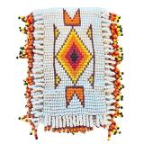Handcrafted Native American Style Beaded Leather Pouch with Geometric Patterns