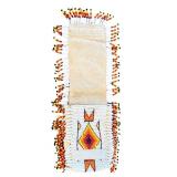 Handcrafted Native American Style Beaded Leather Pouch with Geometric Patterns