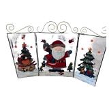 Decorative Santa Claus Holiday Fireplace Screen with Christmas Trees