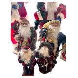 Collection of 5 Decorative Santa Claus Figures and 1 Lighted Tree