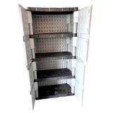 Plastic Utility Storage Cabinet with Shelves and Double Doors