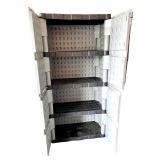 Plastic Utility Storage Cabinet with Shelves and Double Doors