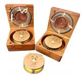 Set of 2 S.J. Edgar-J.W. Young Gold Fly Fishing Reels in Wooden Cases with Spare Spool
