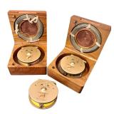 Set of 2 S.J. Edgar-J.W. Young Gold Fly Fishing Reels in Wooden Cases with Spare Spool