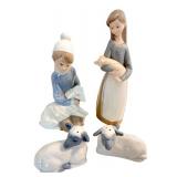 Lladro Porcelain Figurines and Lamb Salt & Pepper Shakers Set