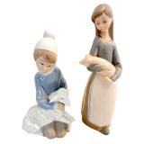 Lladro Porcelain Figurines and Lamb Salt & Pepper Shakers Set