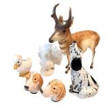 Animal Figurine Collection with Dog, Duck, Turkey, and Deer