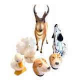 Animal Figurine Collection with Dog, Duck, Turkey, and Deer