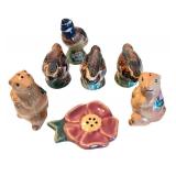 Set of Ceramic Animal and Flower Shaped Salt and Pepper Shakers