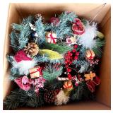 Large Holiday Decor Lot with Artificial Pine Garlands, Picks, and Ornaments