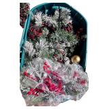 Large Holiday Decor Lot with Artificial Pine Garlands, Picks, and Ornaments