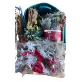 Large Holiday Decor Lot with Artificial Pine Garlands, Picks, and Ornaments