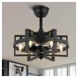 Bella Depot Vintlume 18 in. Indoor Matte Black Metal Caged Ceiling Fan with Light and Remote, Reversible Fandelier  Customer Returns See Pictures Bella Depot Vintlume 18 in. Indoor Matte Black Metal Caged Ceiling Fan with Light and Remote, Reversible Fandelier  Customer Returns See Pictures