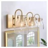 LNC Modern 22 in. 3-Light Gold Bathroom Vanity Light with Bell Clear Glass Shades Powder Room Wall Light for Mirror     Customer Returns See Pictures LNC Modern 22 in. 3-Light Gold Bathroom Vanity Light with Bell Clear Glass Shades Powder Room Wall Light for Mirror     Customer Returns See Pictures