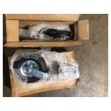 Lot of Shepherd 8 in. Black Rubber and Steel Pneumatic Swivel Gate Caster with Spring-Loaded Bracket and 200 lbs. Load Rating    Customer Returns See Pictures Lot of Shepherd 8 in. Black Rubber and Steel Pneumatic Swivel Gate Caster with Spring-Loaded Bracket and 200 lbs. Load Rating    Customer Returns See Pictures