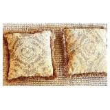 Whittemore-Sherrill Brown Leather Sofa with 2 Decorative Throw Pillows