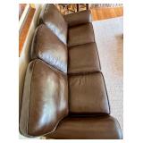 Whittemore-Sherrill Brown Leather Sofa with 2 Decorative Throw Pillows