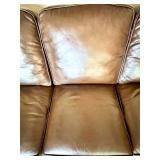 Whittemore-Sherrill Brown Leather Sofa with 2 Decorative Throw Pillows