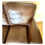 Whittemore-Sherrill Brown Leather Sofa with 2 Decorative Throw Pillows