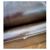 Whittemore-Sherrill Brown Leather Sofa with 2 Decorative Throw Pillows