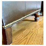 Whittemore-Sherrill Limited Brown Leather Wingback Armchair with Nailhead Trim and Cushion