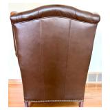Whittemore-Sherrill Limited Brown Leather Wingback Armchair with Nailhead Trim and Cushion