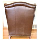 Whittemore-Sherrill Limited Brown Leather Wingback Armchair with Nailhead Trim and Cushion