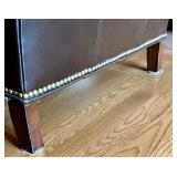 Whittemore-Sherrill Limited Brown Leather Wingback Armchair with Nailhead Trim and Cushion