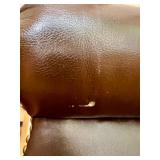 Whittemore-Sherrill Limited Brown Leather Wingback Armchair with Nailhead Trim and Cushion