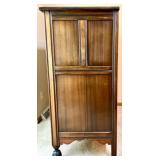 Antique Wooden Secretary Desk with Drawers and Key & Chair