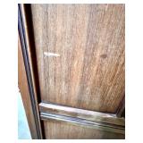 Antique Wooden Secretary Desk with Drawers and Key & Chair