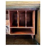 Antique Wooden Secretary Desk with Drawers and Key & Chair