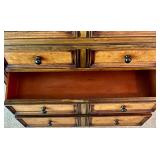 Antique Wooden Secretary Desk with Drawers and Key & Chair