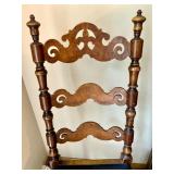 Antique Wooden Secretary Desk with Drawers and Key & Chair