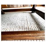 Square Wood Coffee Table with Chevron Parquet Top and Turned Legs