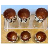 Home Decor Collection with Vintage Trinket Boxes, Wood Candle Holder, Cups, and Art Plaques