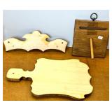 Home Decor Collection with Vintage Trinket Boxes, Wood Candle Holder, Cups, and Art Plaques